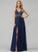 A-Line Natasha Beading Floor-Length Tulle Sequins V-neck Prom Dresses Split Front With