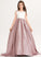 Satin With Bow(s) Train Ball-Gown/Princess Scoop Pockets Neck Sweep Junior Bridesmaid Dresses Aniyah