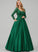 With Satin V-neck Milagros Ball-Gown/Princess Sequins Floor-Length Prom Dresses Beading Lace Pockets