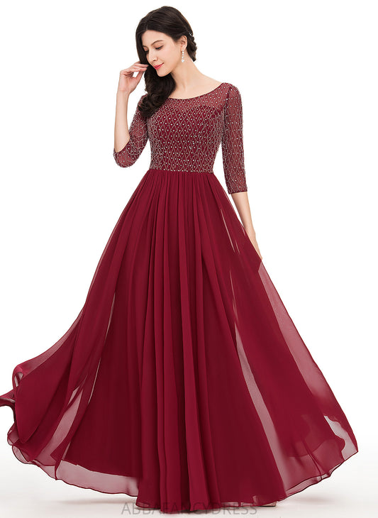 Scoop Beading With Chiffon Prom Dresses Floor-Length Sequins A-Line Ayana