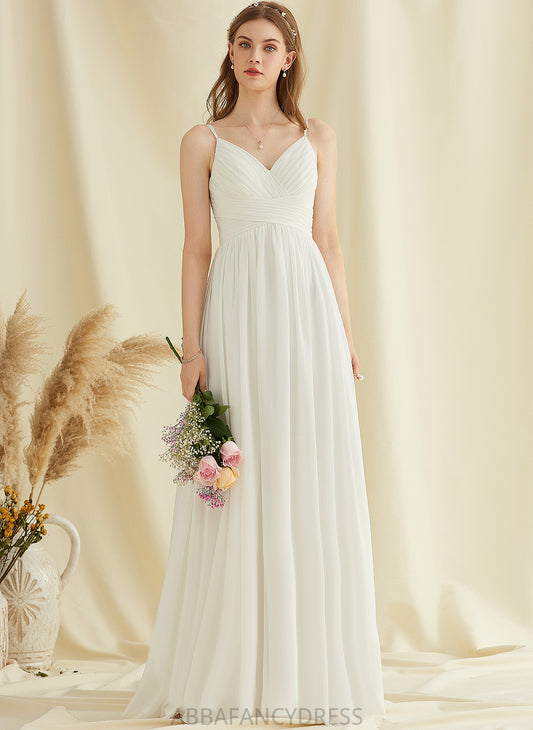 Madalyn Floor-Length Wedding A-Line Chiffon V-neck Wedding Dresses Dress