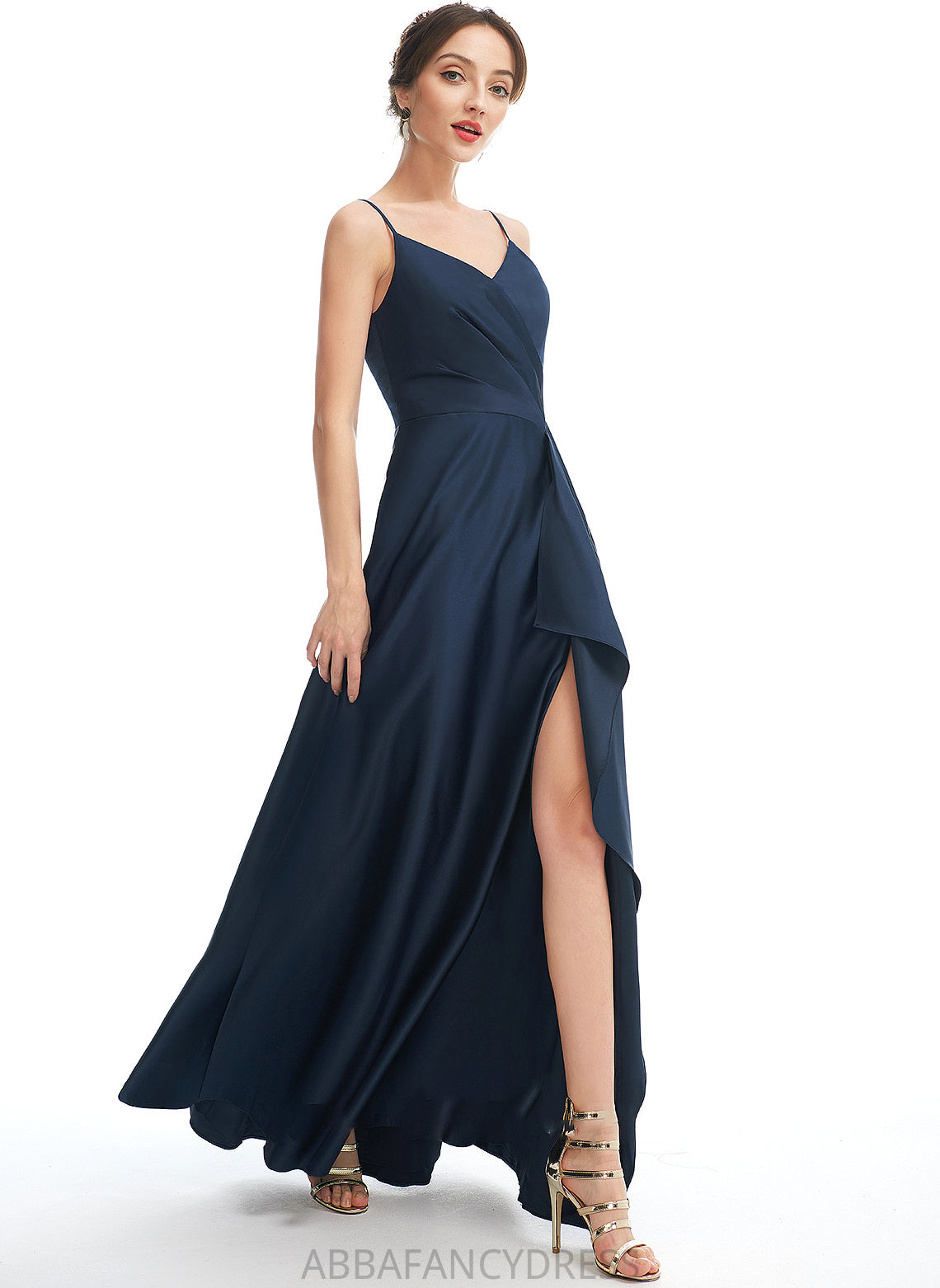 Neckline Floor-Length A-Line SplitFront Silhouette Embellishment V-neck Length Fabric Pockets Rebekah A-Line/Princess