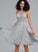 Scoop Aryanna With A-Line Chiffon Prom Dresses Knee-Length Sequins Neck