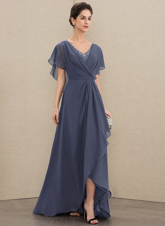 Bride Mother of the Katherine V-neck Mother of the Bride Dresses Dress A-Line With Sequins Beading Asymmetrical Chiffon