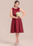 Neck Scoop Reagan Bow(s) Lace Knee-Length Junior Bridesmaid Dresses With Satin A-Line