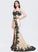 Front With Lily Trumpet/Mermaid Prom Dresses Sweep Sweetheart Split Train Lace Sequins