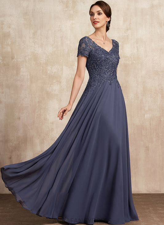 A-Line Dress Floor-Length Sequins Lace Bride Beading With V-neck Yesenia Mother of the Bride Dresses Chiffon the of Mother