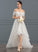 With A-Line Dress Organza Wedding Sequins Wedding Dresses Asymmetrical Ashlee