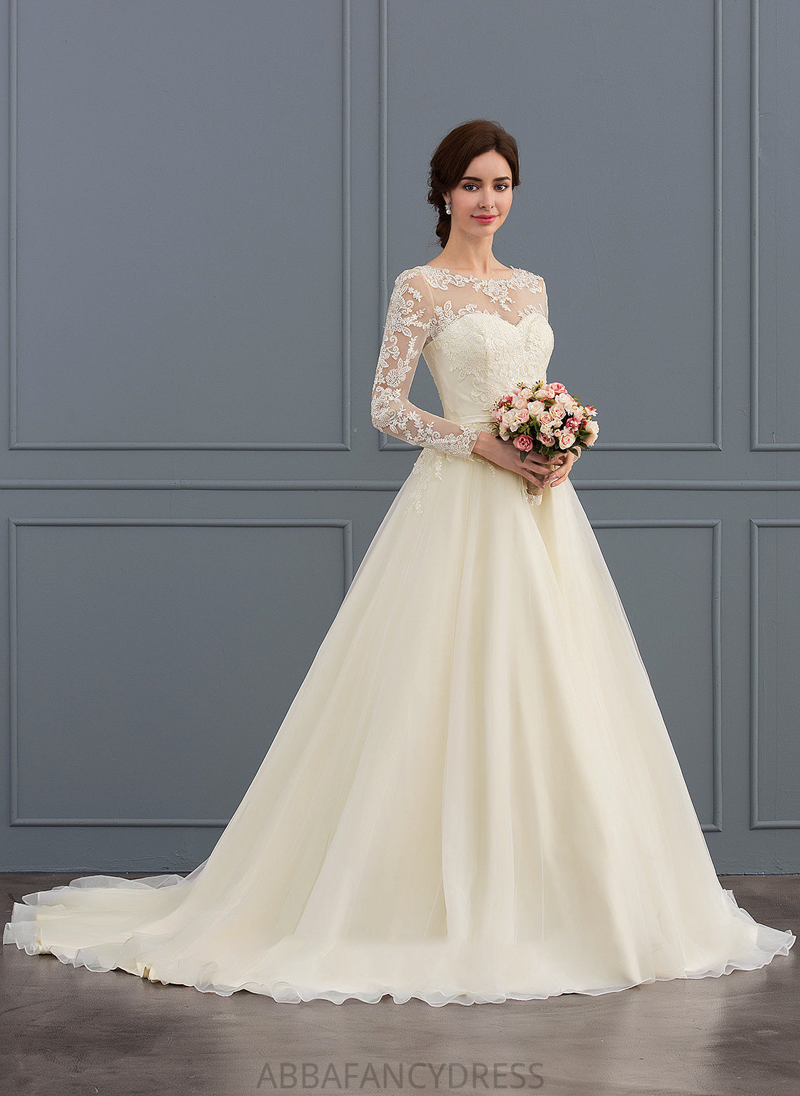 Ball-Gown/Princess Wedding Dresses Sequins Dress With Tulle Wedding Train Giuliana Illusion Court Lace Beading