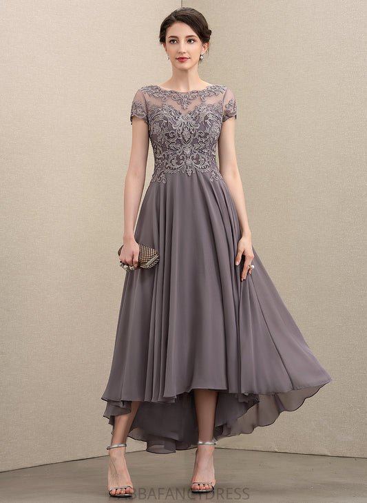 the Mother of the Bride Dresses Asymmetrical of A-Line Dress Sequins Mother Beading With Pam Neck Scoop Chiffon Lace Bride