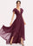 Lace Embellishment Neckline CascadingRuffles Fabric A-Line Silhouette Length V-neck Asymmetrical Madilyn Scoop