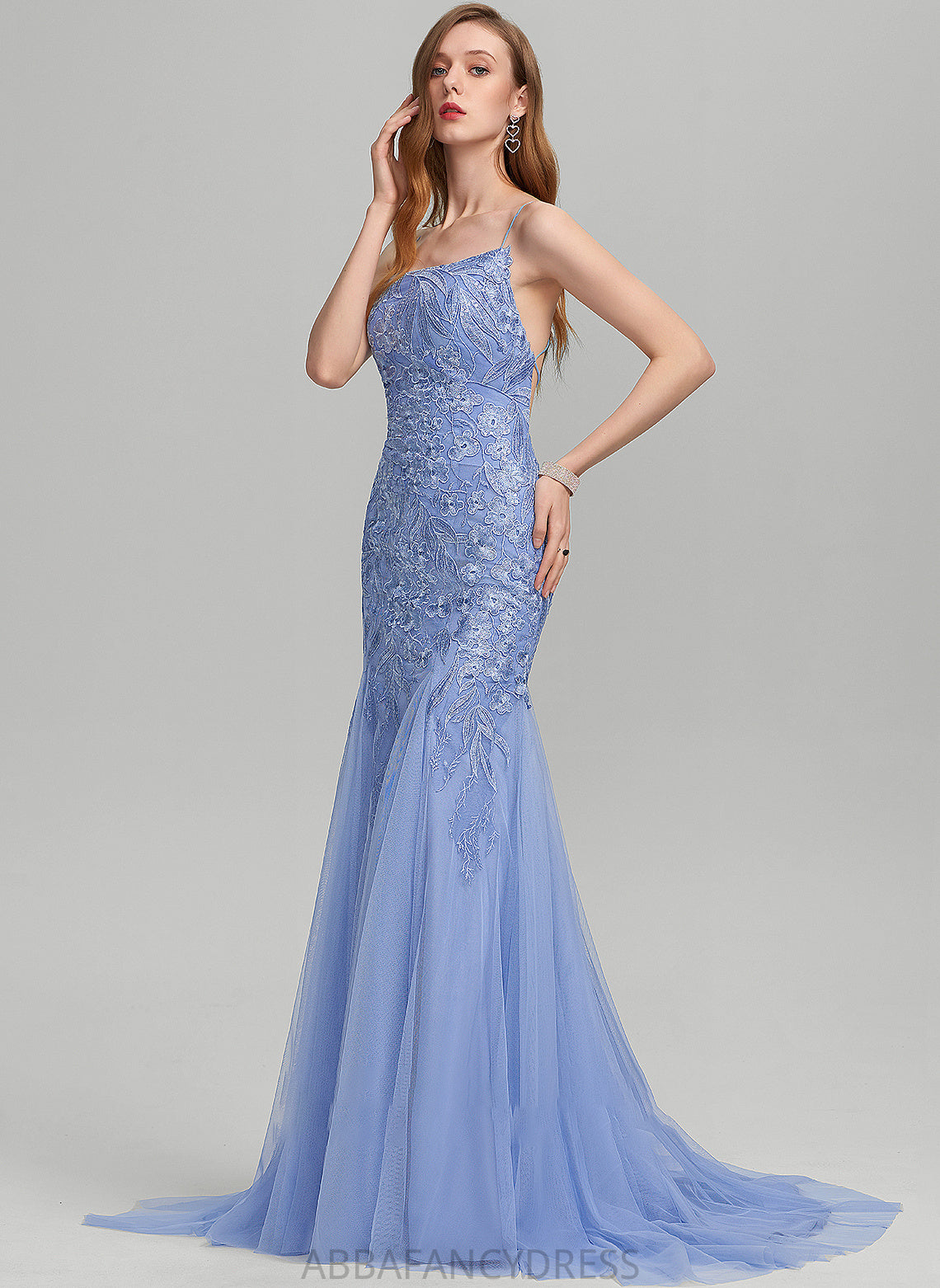 Sequins Taniya With Neckline Sweep Trumpet/Mermaid Square Train Tulle Prom Dresses