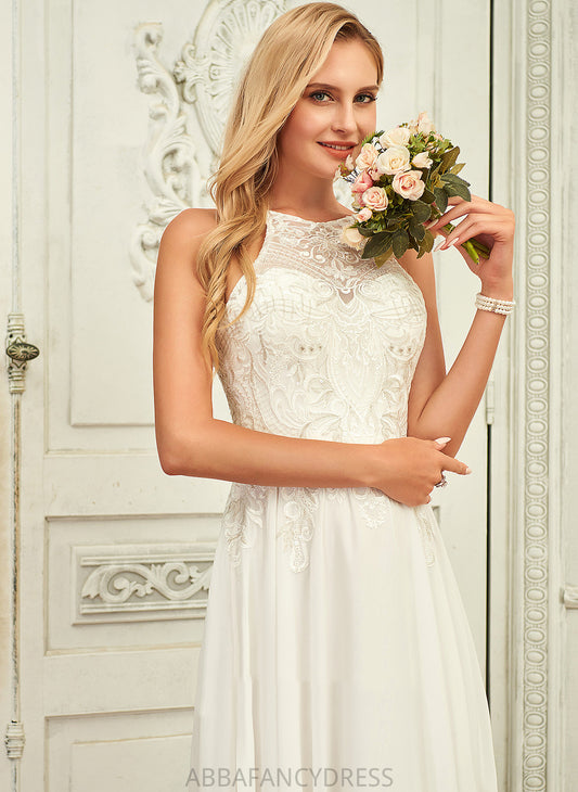 Dress Scoop Floor-Length Wedding Dresses Chiffon Lace Wedding Cecelia A-Line