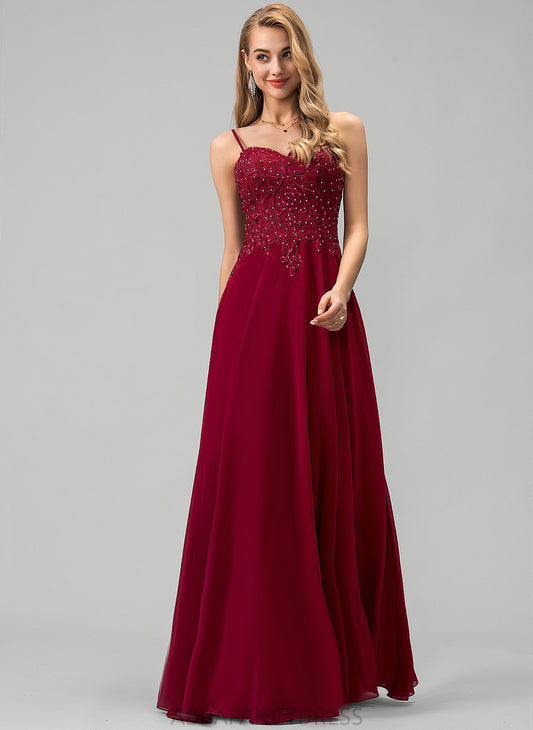 Sweetheart With Prom Dresses A-Line Floor-Length Rhinestone Alyssa Chiffon Lace