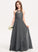 Neck A-Line Chiffon Lace Scoop With Yasmine Cascading Ruffles Floor-Length Junior Bridesmaid Dresses