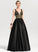 Lilah Beading V-neck Prom Dresses Ball-Gown/Princess Sequins Satin With Floor-Length