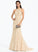 Tulle Sequins Trumpet/Mermaid With Scoop Sweep Neck Beryl Train Prom Dresses