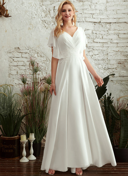 Wedding Dresses Lace Wedding Phyllis A-Line Floor-Length V-neck Dress Chiffon