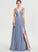 Kay With Prom Dresses V-neck A-Line Tulle Floor-Length Sequins Split Front