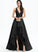 Satin Ruffles Ball-Gown/Princess V-neck With Paityn Cascading Asymmetrical Prom Dresses