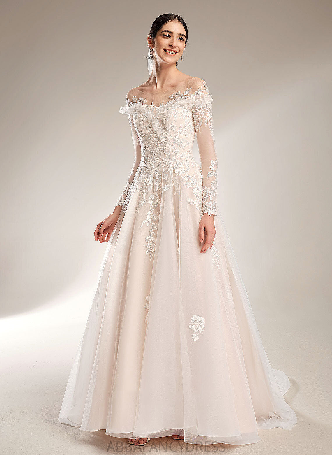Wedding Dresses Wedding Ball-Gown/Princess Jaelyn Court Dress With Off-the-Shoulder Sequins Train