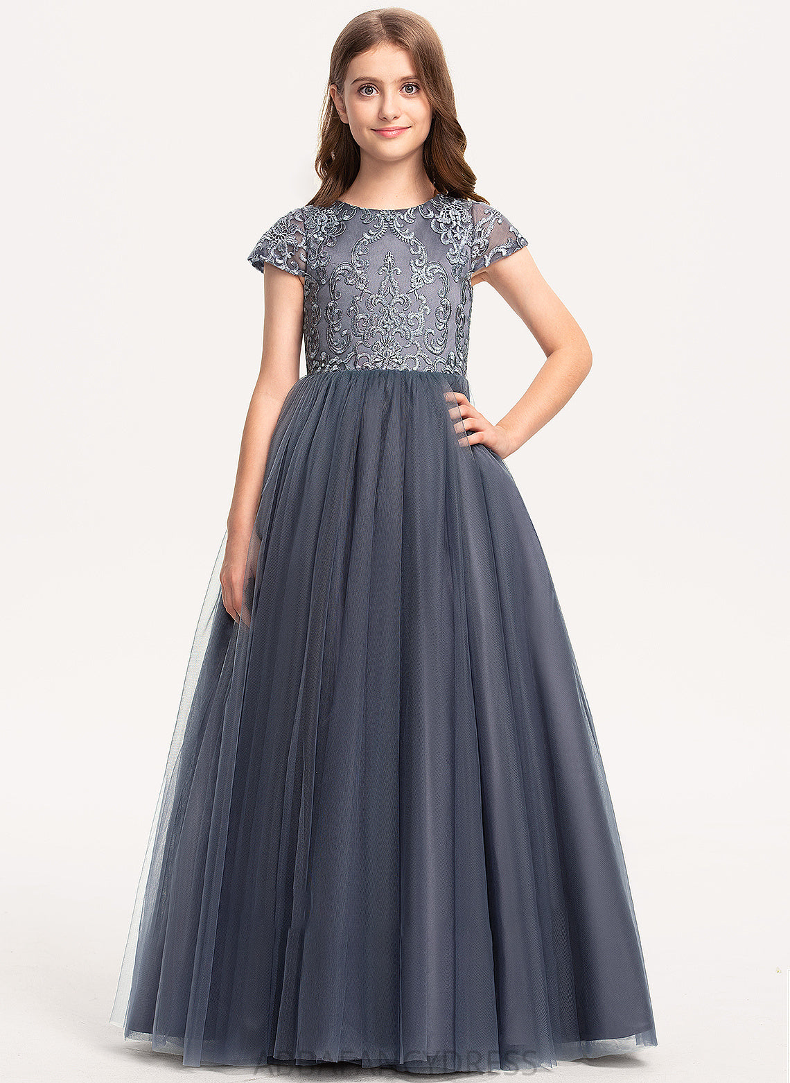 Neck Floor-Length Scoop Junior Bridesmaid Dresses Tulle Mireya Ball-Gown/Princess Lace