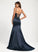 Satin Sequins With Sweep Amira Train Trumpet/Mermaid Lace V-neck Prom Dresses