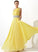 With Corinne Beading One-Shoulder Ruffle Floor-Length A-Line Prom Dresses Chiffon