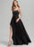 Neckline Prom Dresses Front Split Square With Pockets Vanessa Satin Floor-Length A-Line