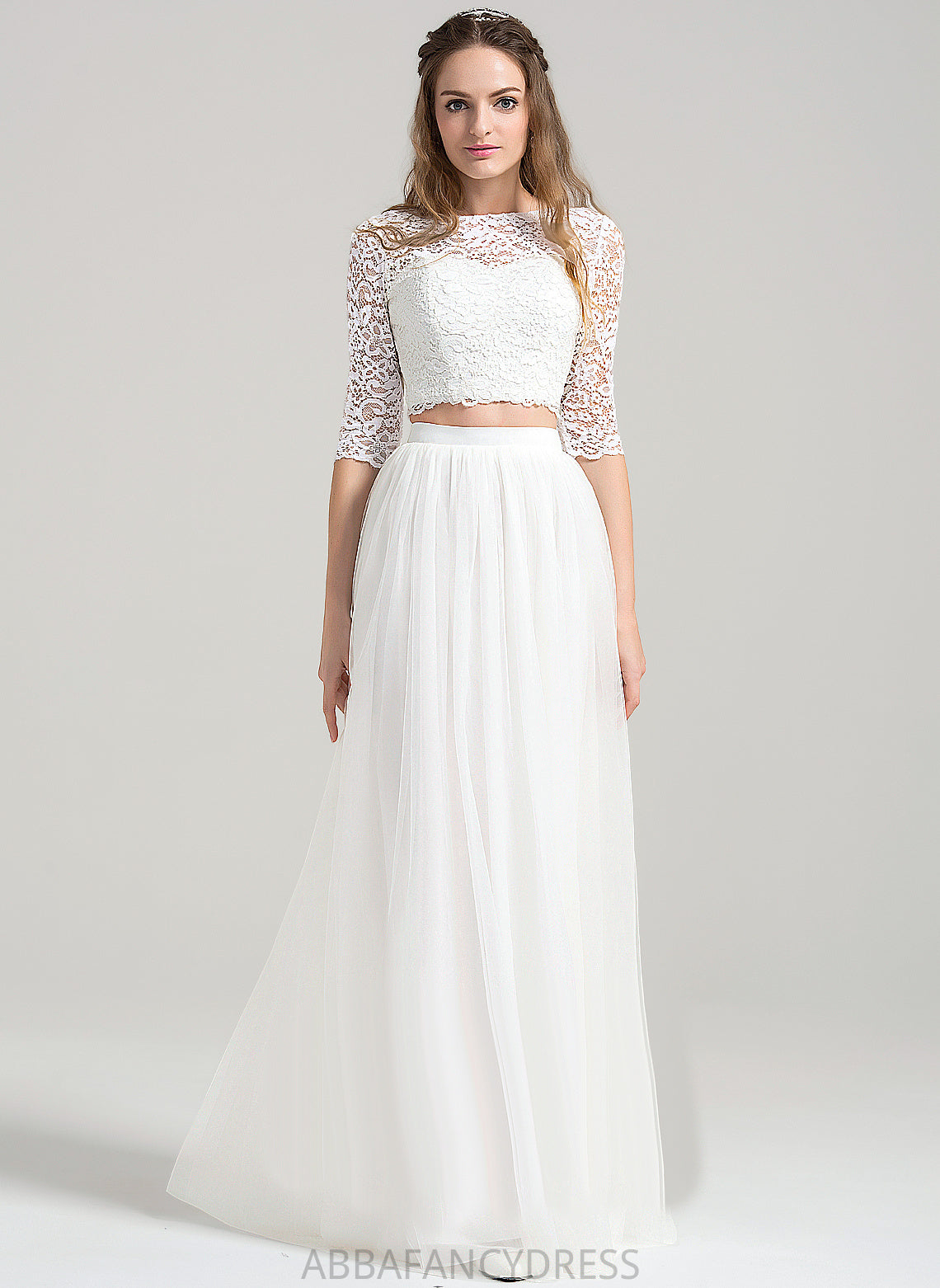 Floor-Length A-Line Dress Wedding Dresses Wedding Tulle Brielle Lace