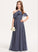 With A-Line Floor-Length Kiana Chiffon Cascading Ruffles Off-the-Shoulder Junior Bridesmaid Dresses