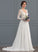 Beading A-Line With Wedding Dresses Chiffon Train Wedding Sweep Dress Sequins V-neck Shyann