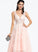 V-neck Tulle Beading Prom Dresses Ball-Gown/Princess Sequins Giovanna With Floor-Length