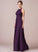 Silhouette Fabric Halter Ruffle Lace Neckline A-Line Floor-Length Embellishment Length Adison Natural Waist