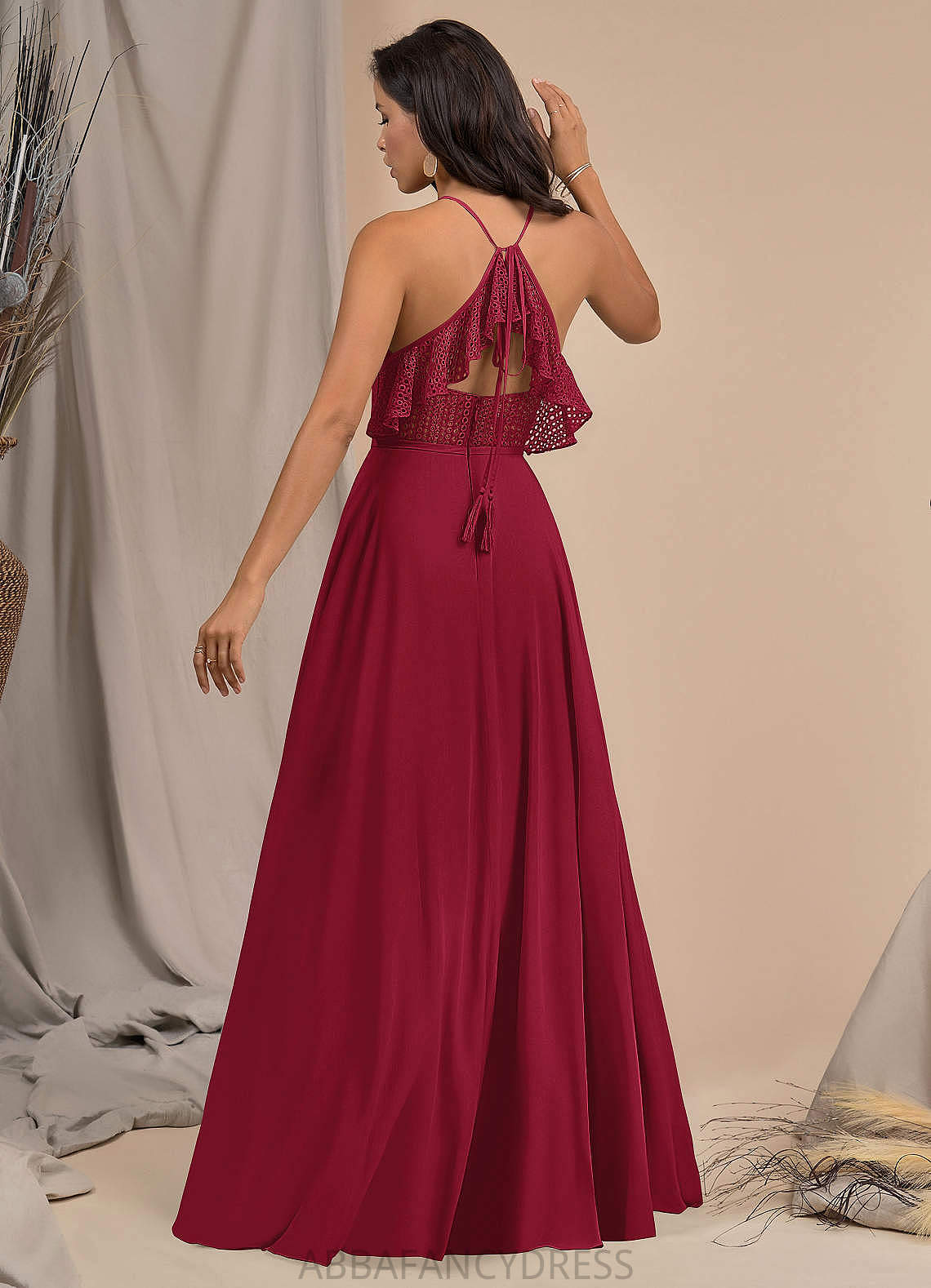 Denisse Natural Waist Sleeveless A-Line/Princess V-Neck Floor Length Bridesmaid Dresses
