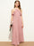 Neckline Cascading Chiffon Square Ruffles A-Line Setlla Floor-Length With Junior Bridesmaid Dresses