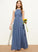 Ruffle Paula Junior Bridesmaid Dresses Scoop Floor-Length With A-Line Neck Chiffon