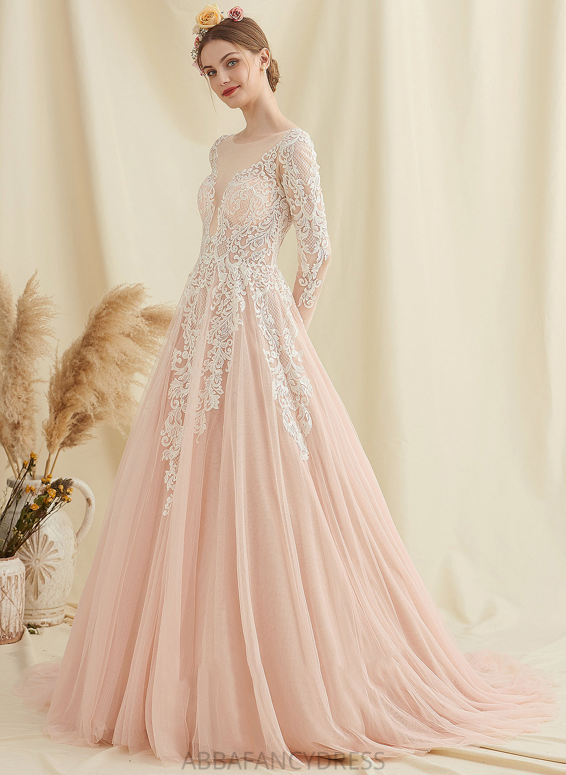 Wedding Dresses Neck Ball-Gown/Princess Wedding Scoop Lace Dress Court Kiera Train Tulle