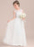 Alena Floor-Length Bow(s) Junior Bridesmaid Dresses Sash Scoop With Neck Lace A-Line
