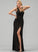 Split Front Jersey With Ruffle Prom Dresses Madyson Floor-Length V-neck A-Line