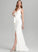 Stretch With V-neck Wedding Split Bow(s) Sweep Front Dress Sheath/Column Jolie Wedding Dresses Crepe Train