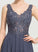 Sequins A-Line Prom Dresses Front Beading Chiffon With Lara Floor-Length Split V-neck