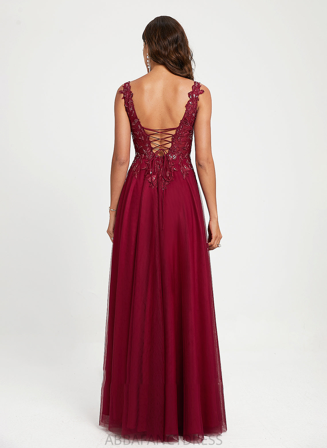 With Sequins Tulle Ball-Gown/Princess Prom Dresses Zoie V-neck Floor-Length