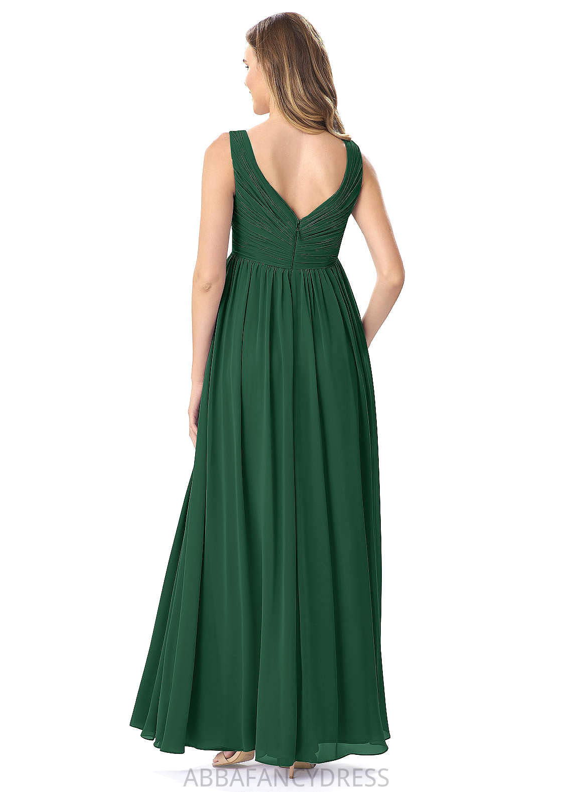 Mollie Sleeveless Natural Waist A-Line/Princess Floor Length V-Neck Bridesmaid Dresses
