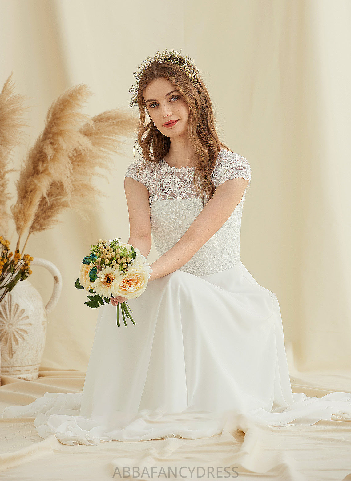 Wedding Lace A-Line Floor-Length Wedding Dresses Chiffon Dress Hayden