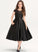 Ayanna Neck Knee-Length Pockets With Junior Bridesmaid Dresses Scoop Lace A-Line Satin