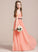 A-Line With Kara Junior Bridesmaid Dresses Floor-Length Bow(s) Ruffle Chiffon One-Shoulder