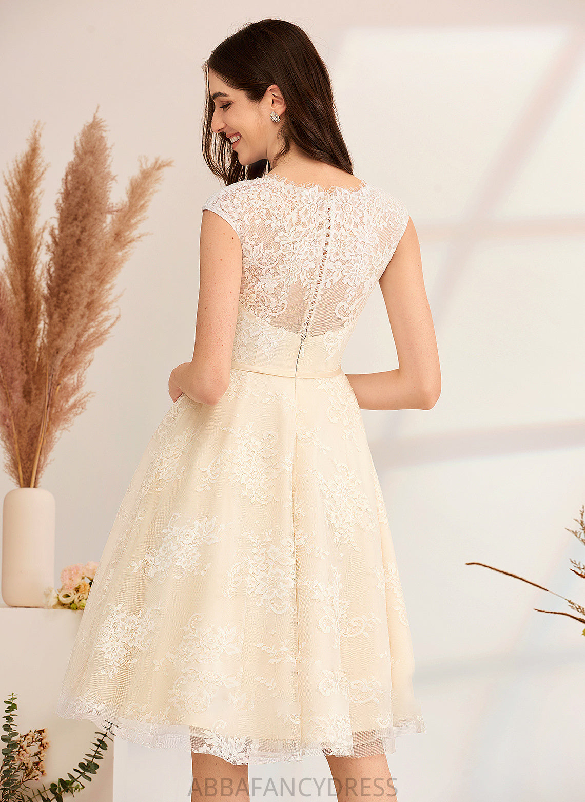 Lace Wedding Dress Wedding Dresses Knee-Length Alena With A-Line V-neck