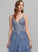 Prom Dresses Tulle With Gabrielle Floor-Length Sequins V-neck A-Line