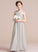Chiffon Floor-Length Junior Bridesmaid Dresses Bow(s) With Caitlyn V-neck Ruffle A-Line